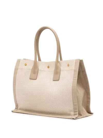 Pre-owned Saint Laurent 2022 Small Canvas Rive Gauche Tote Bag In Brown