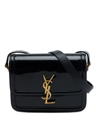 Pre-owned Saint Laurent 2022 Small Patent Solferino Satchel In Box Crossbody Bag In Black