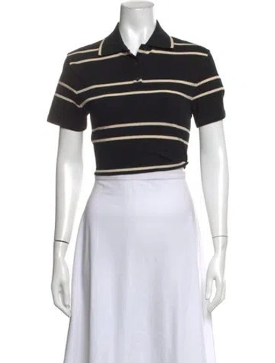 Pre-owned Saint Laurent 2022 Striped Polo In Black