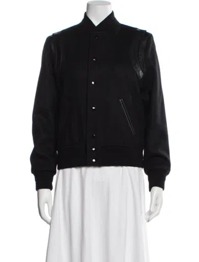 Pre-owned Saint Laurent 2022 Teddy Bomber Bomber Jacket In Black