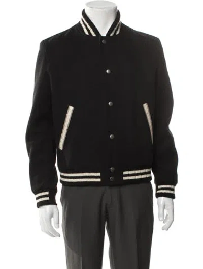 Pre-owned Saint Laurent 2022 Teddy Bomber Jacket In Black