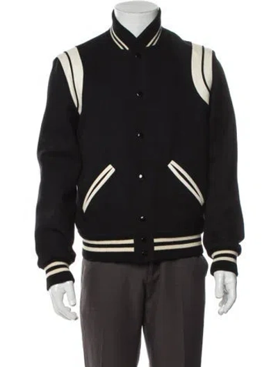 Pre-owned Saint Laurent 2022 Teddy Varsity Jacket In Gray