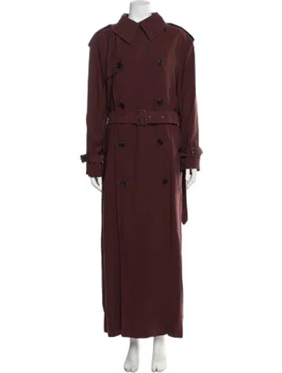 Pre-owned Saint Laurent 2022 Trench Coat In Burgundy