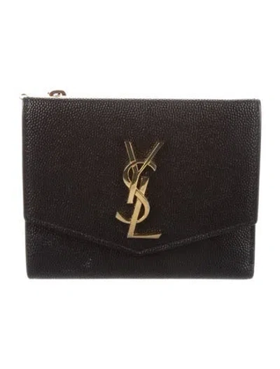 Pre-owned Saint Laurent 2022 Uptown Compact Compact Wallet In Black