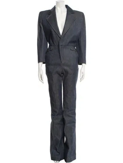 Pre-owned Saint Laurent 2022 V-neck Jumpsuit W/ Tags In Blue
