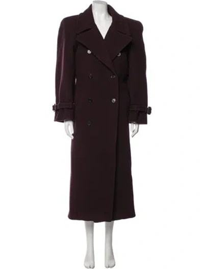 Pre-owned Saint Laurent 2022 Wool Trench Coat In Burgundy