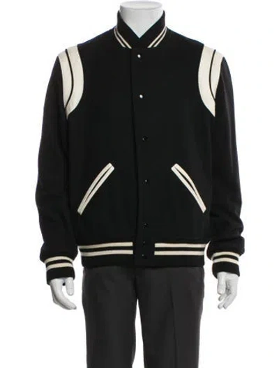 Pre-owned Saint Laurent 2022 Wool Varsity Jacket In Black