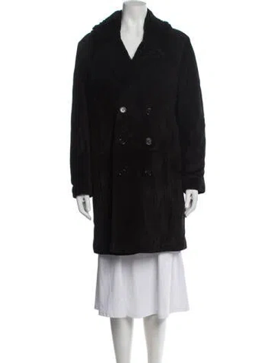 Pre-owned Saint Laurent 2022-2023 Leather Peacoat In Black