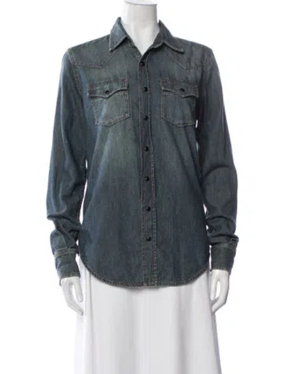 Pre-owned Saint Laurent 2022-2023 Western Denim Jacket In Blue