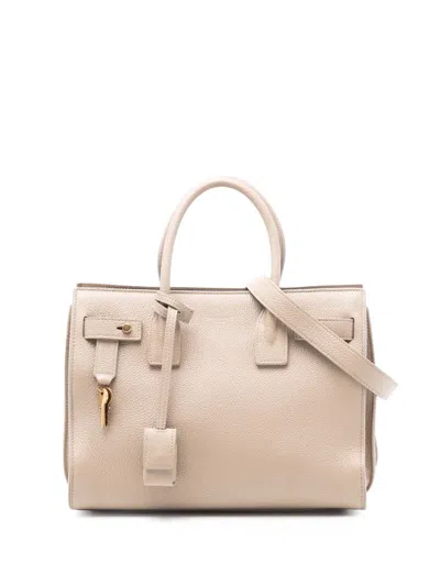 Pre-owned Saint Laurent 2023 Baby Leather Sac De Jour Satchel In Brown