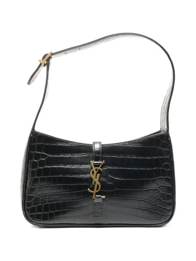 Pre-owned Saint Laurent 2023 Embossed Leather Shoulder Bag In Black