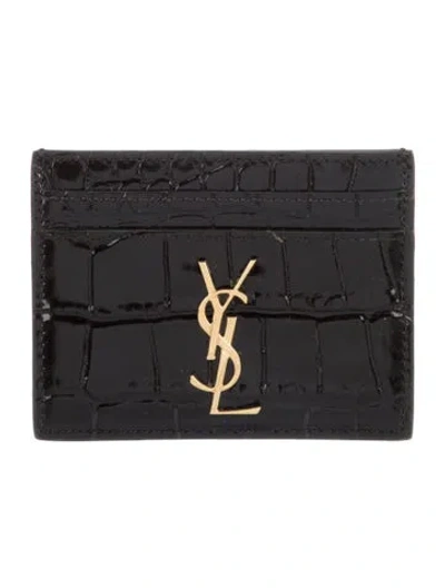 Pre-owned Saint Laurent 2023 Embossed Leather Wallet In Black
