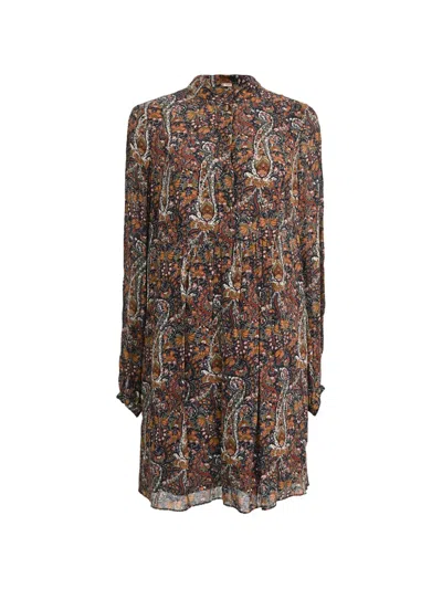 Pre-owned Saint Laurent 2023 Floral Paisley Tunic Mini Dress In Black