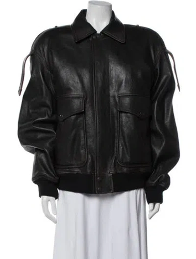 Pre-owned Saint Laurent 2023 Lambskin Bomber Jacket In Black