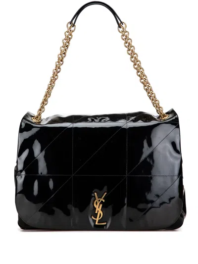 Pre-owned Saint Laurent 2023 Large Quilted Patent Jamie 4.3 Shoulder Bag In Black