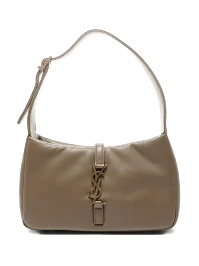 Pre-owned Saint Laurent 2023 Le 5 À 7 Logo-plaque Shoulder Bag In Neutral