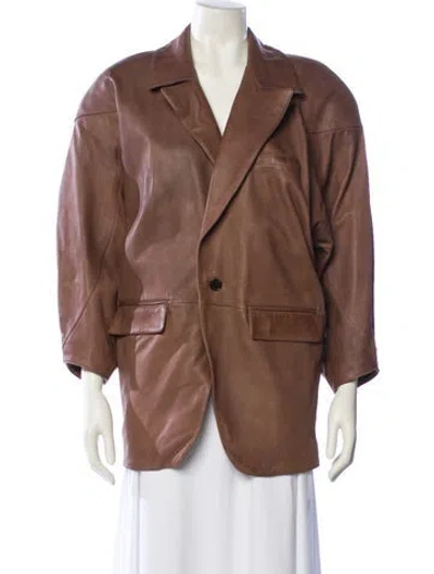 Pre-owned Saint Laurent 2023 Leather Blazer In Brown