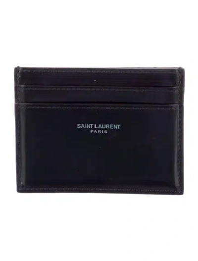 Pre-owned Saint Laurent 2023 Leather Card Holder In Black
