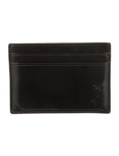 Pre-owned Saint Laurent 2023 Leather Card Holder In Black
