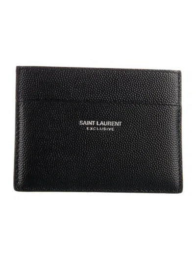 Pre-owned Saint Laurent 2023 Leather Card Holder In Black
