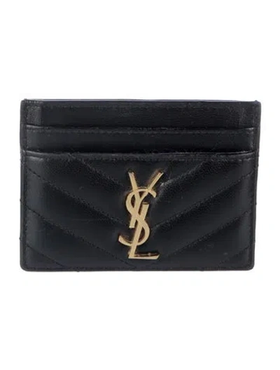 Pre-owned Saint Laurent 2023 Leather Card Holder In Black