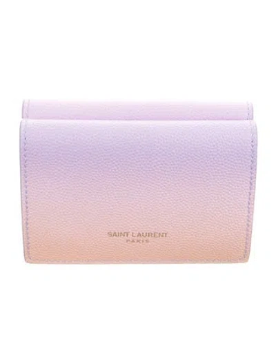 Pre-owned Saint Laurent 2023 Leather Card Holder In Purple