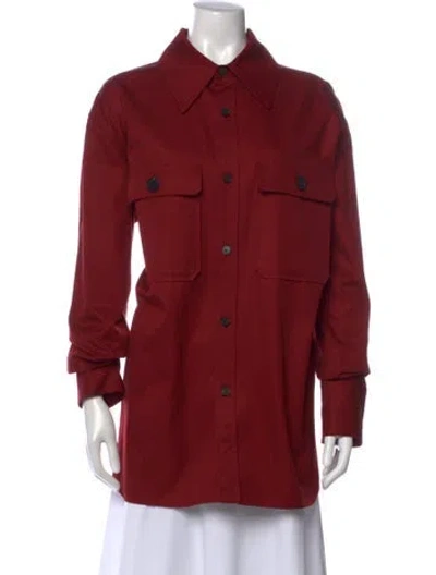 Pre-owned Saint Laurent 2023 Long Sleeve Button-up Top In Red