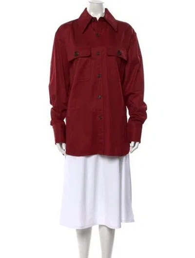 Pre-owned Saint Laurent 2023 Long Sleeve Button-up Top W/ Tags In Burgundy