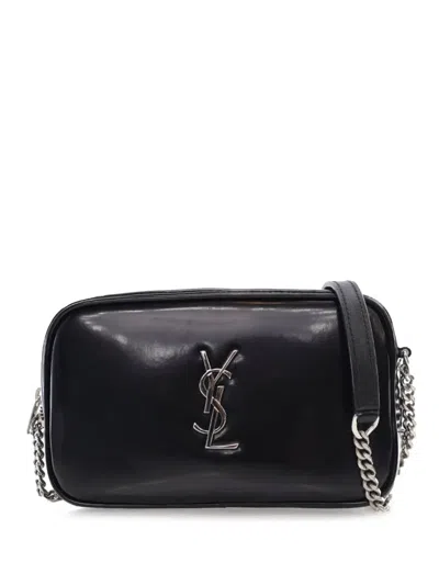 Pre-owned Saint Laurent 2023 Mini Shiny Calfskin Lou Camera Bag Crossbody Bag In Black