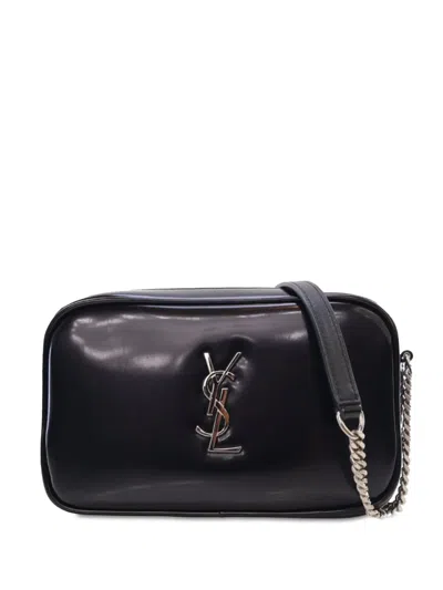 Pre-owned Saint Laurent 2023 Mini Shiny Calfskin Lou Camera Bag Crossbody Bag In Black