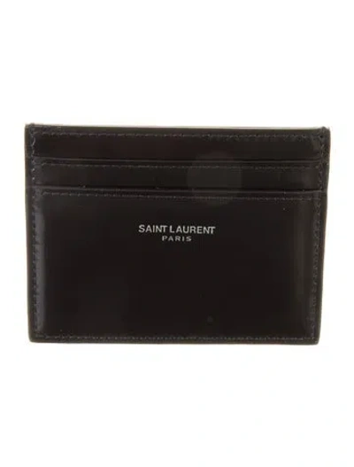 Pre-owned Saint Laurent 2023 Patent Leather Card Holder In Black