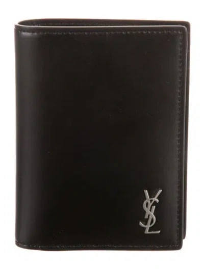 Pre-owned Saint Laurent 2023 Signature Logo Bifold Wallet In Black