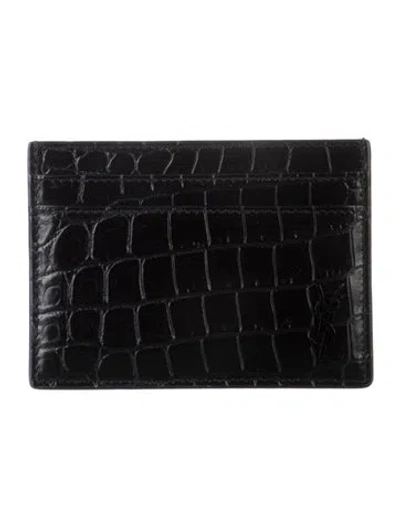 Pre-owned Saint Laurent 2023 Signature Logo Card Holder W/ Tags In Black