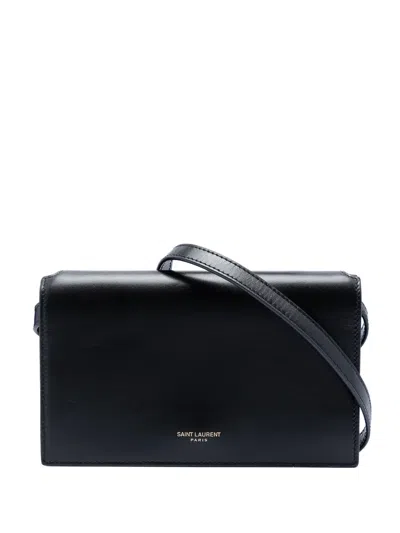 Pre-owned Saint Laurent 2023 Smooth Calfskin Monogram Crossbody Bag In Black