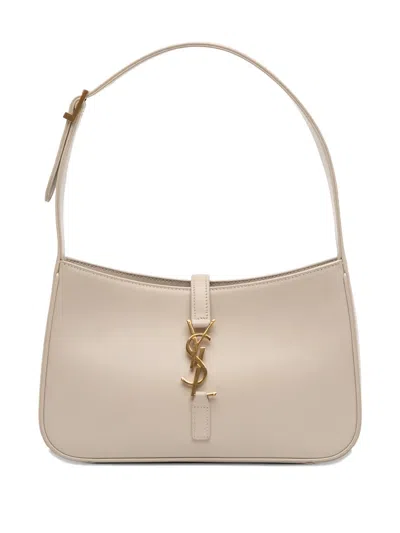 Pre-owned Saint Laurent 2023 Smooth Leather Le 5 A 7 Hobo Shoulder Bag In White