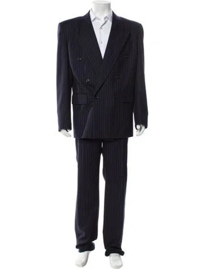 Pre-owned Saint Laurent 2023 Striped Two-piece Suit W/ Tags In Blue