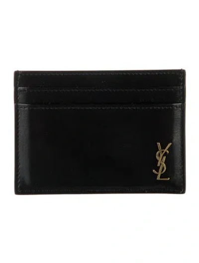 Pre-owned Saint Laurent 2023 Tiny Cassandre Card Holder Card Holder In Black