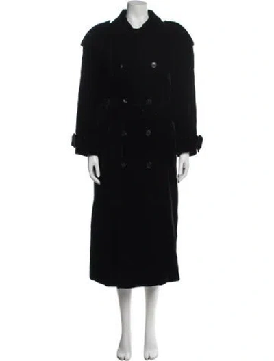 Pre-owned Saint Laurent 2023-2024 Velvet Trench Coat In Black