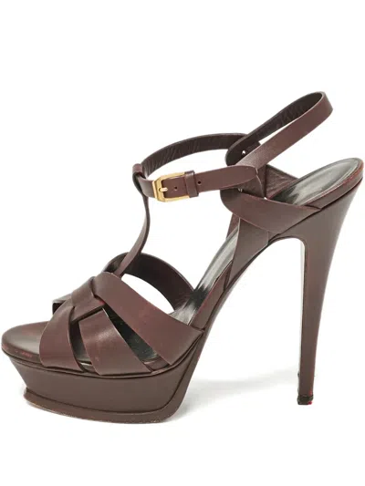 Pre-owned Saint Laurent 2024 150mm Tribute Sandals In Red