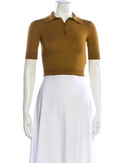 Pre-owned Saint Laurent 2024 Cashmere Crop Top In Brown
