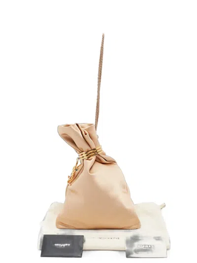 Pre-owned Saint Laurent 2024 Cassandre Embellished Bucket Bag In Neutrals