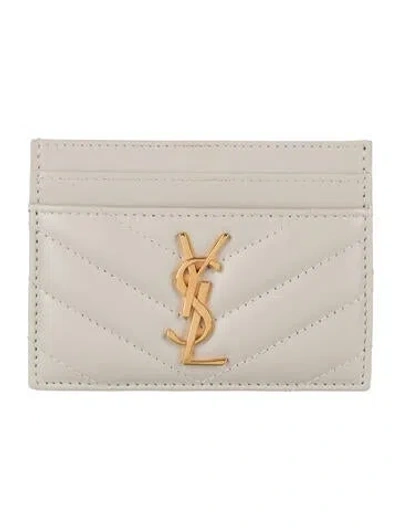 Pre-owned Saint Laurent 2024 Cassandre Matelassé Card Case Card Holder In Neutral