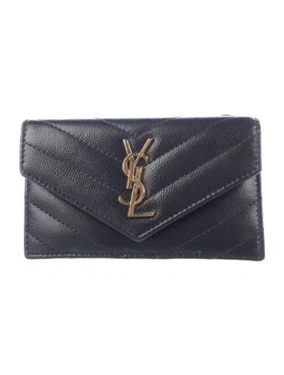 Pre-owned Saint Laurent 2024 Fragments Card Holder In Black