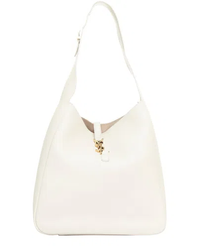 Saint Laurent 2024 Le 5 A 7 Off Ysl Logo Large Hobo Tote Bag (authentic Pre-  Loved) In White