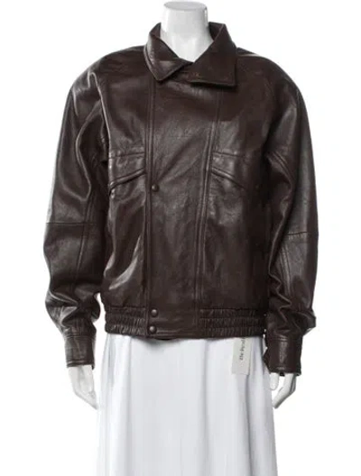 Pre-owned Saint Laurent 2024 Leather Biker Jacket In Brown