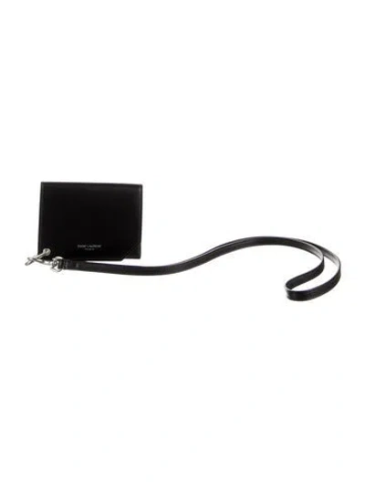 Pre-owned Saint Laurent 2024 Leather Card Holder In Black