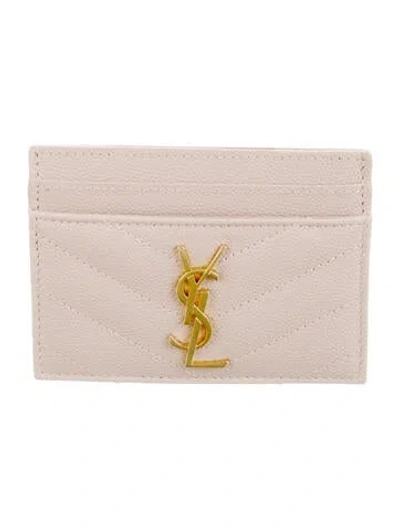 Pre-owned Saint Laurent 2024 Leather Card Holder In Pink