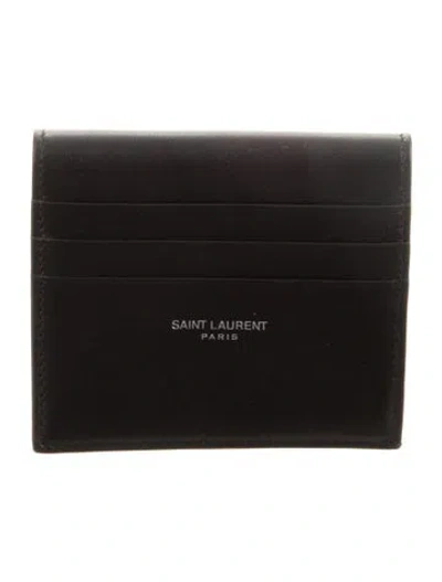 Pre-owned Saint Laurent 2024 Leather Compact Wallet In Black