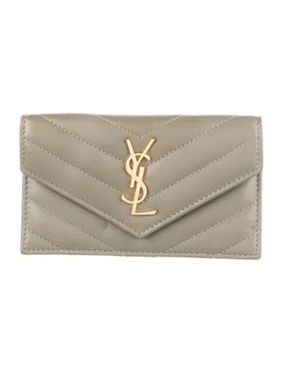 Pre-owned Saint Laurent 2024 Leather Wallet In Green