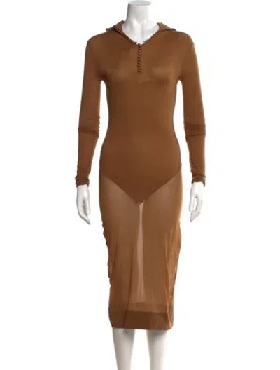 Pre-owned Saint Laurent 2024 Midi Length Dress In Brown